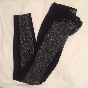 Black Patterned American Eagle Hi-Rise Jegging